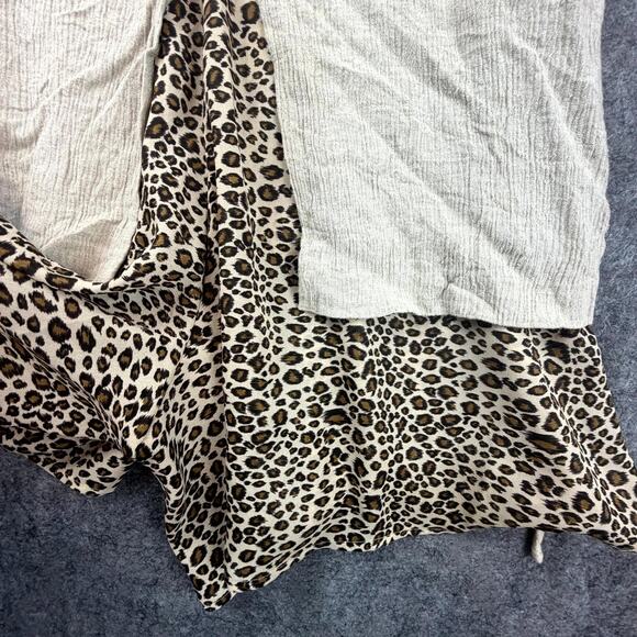 Vintage Dawn Joy Fashions Romper Womens Medium Leopard Linen 90s Earthy Chic - Picture 3 of 6